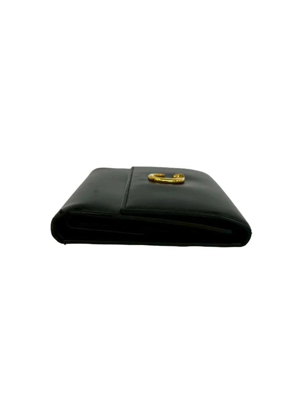 Cartier Panthere Line Leather Trifold Wallet Mini Card Case Black